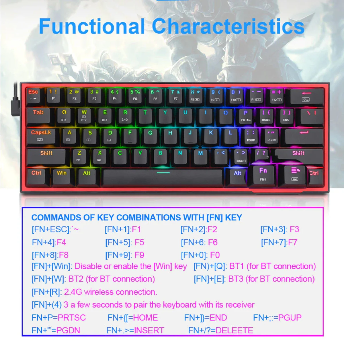 REDRAGON Fizz RGB K617-RGB Black GAMING KEYBOARD REDRAGON Fizz RGB K617-RGB Black GAMING KEYBOARD